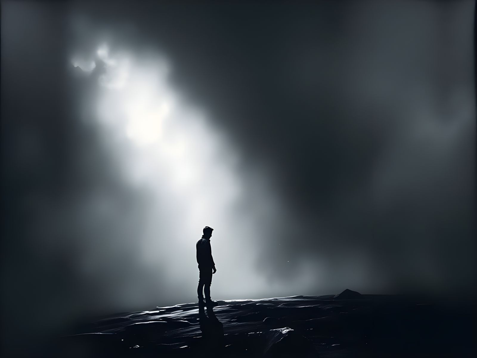 Dramatic Monochromatic Portrait in Impasto Style