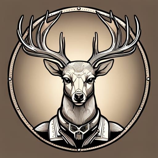 Steampunk Deer Line Art