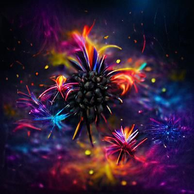 Kaleidoscopic Fireworks Burst on Dark Background