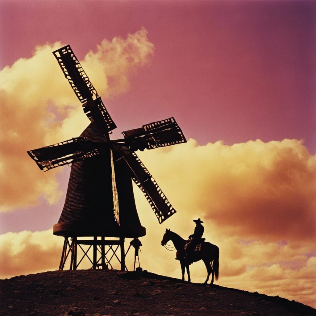 Don Quixote and Fantasy Windmill in Surrealist Film