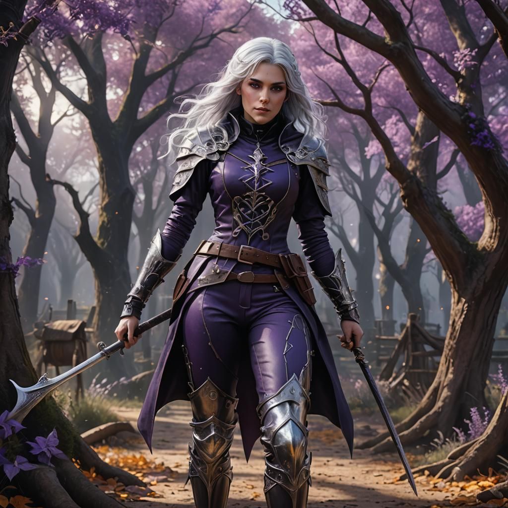 Young Witch with Violet Eyes, Digital Art