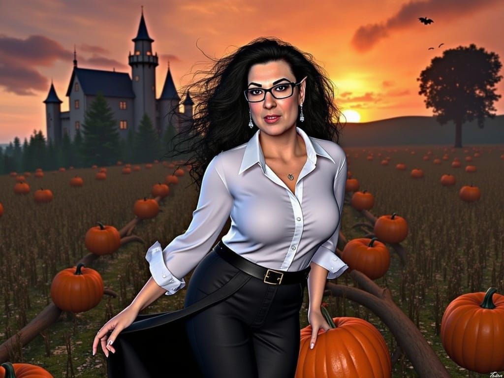 Eerie Armenian Witch Dancing in Spooky Cornfield