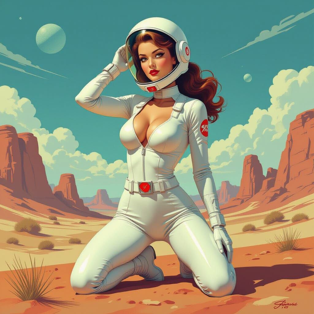 Nuka-Cola Pin-Up Girl in White Spacesuit