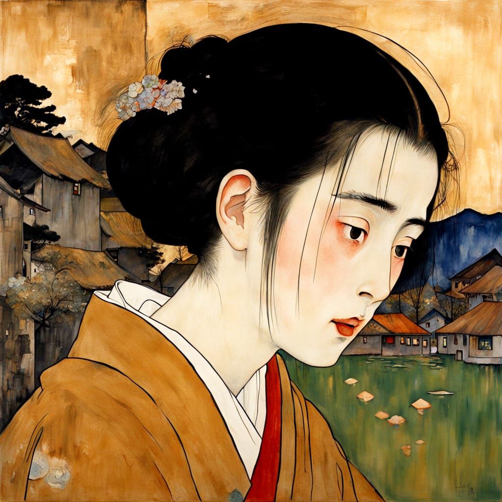 Ethereal Landscape with Majestic Trees and Tranquil Water