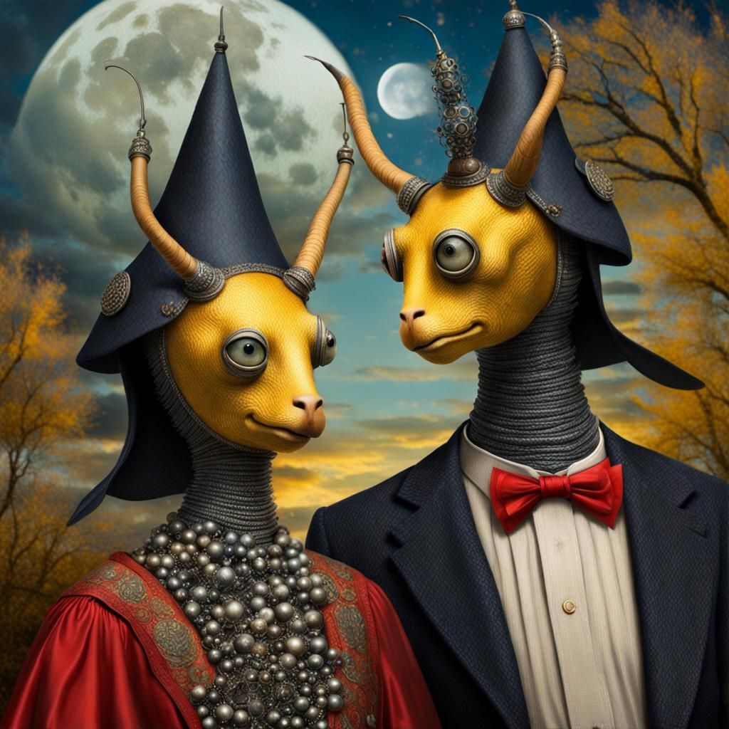 Surreal Alien Restaurant Celebration: Magical Realism Photog...