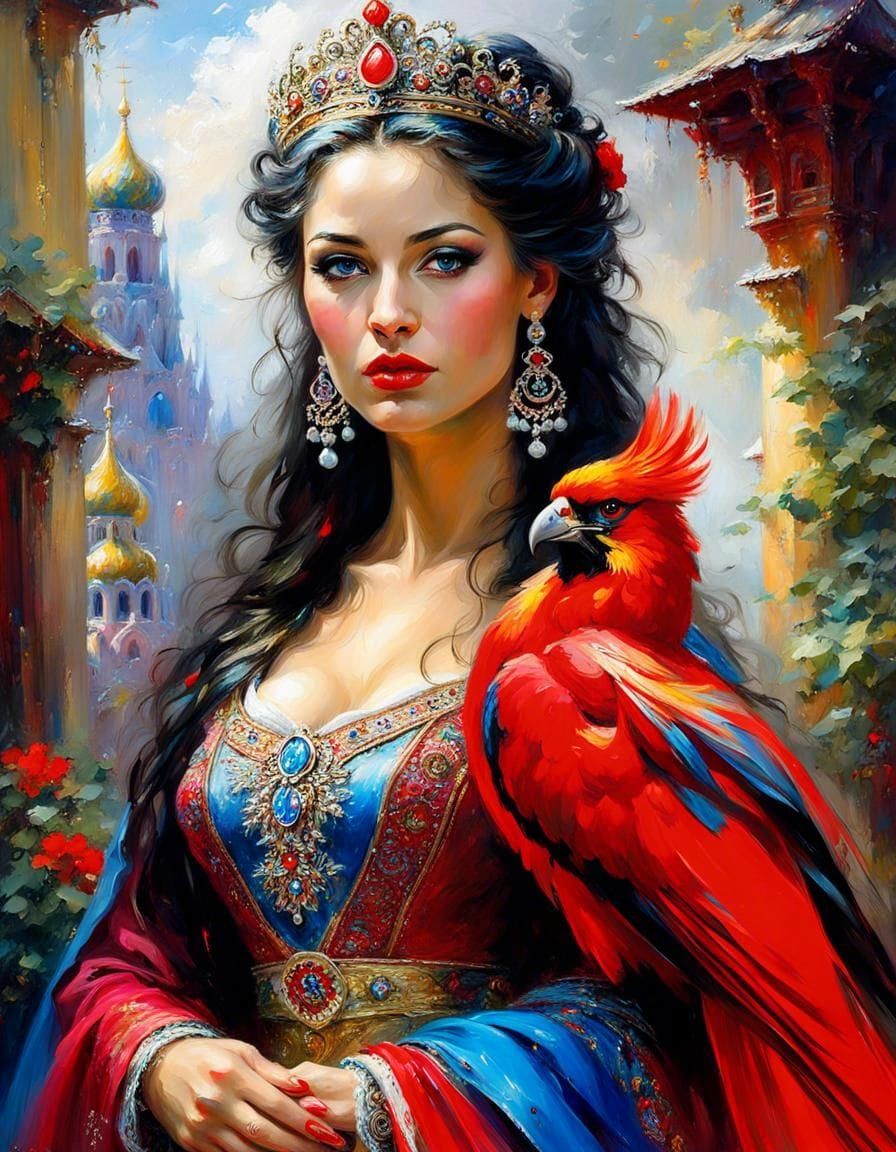 Russian princess Wassilissa with her firebird