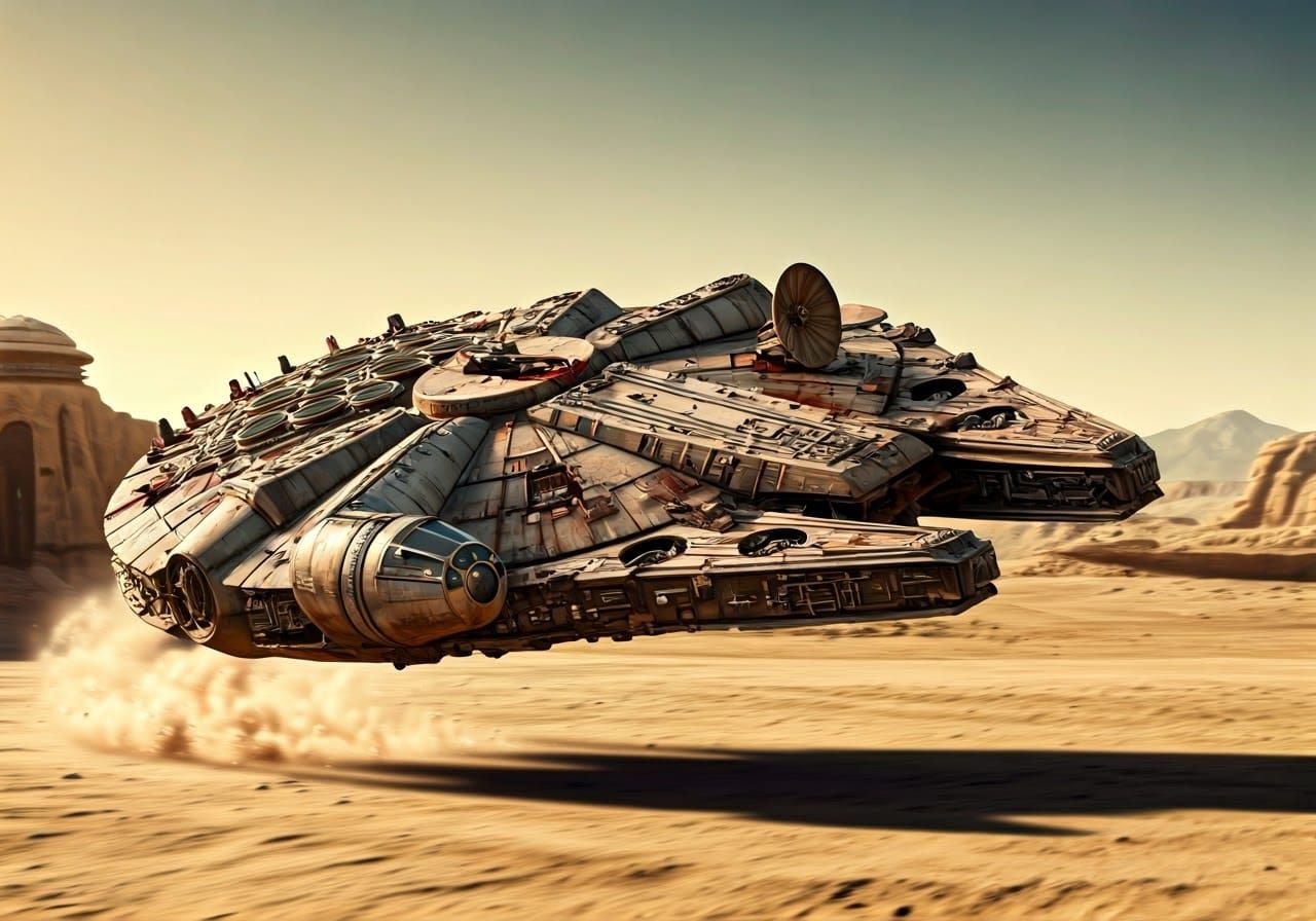 Millennium Falcon Takes Off from Tatooine