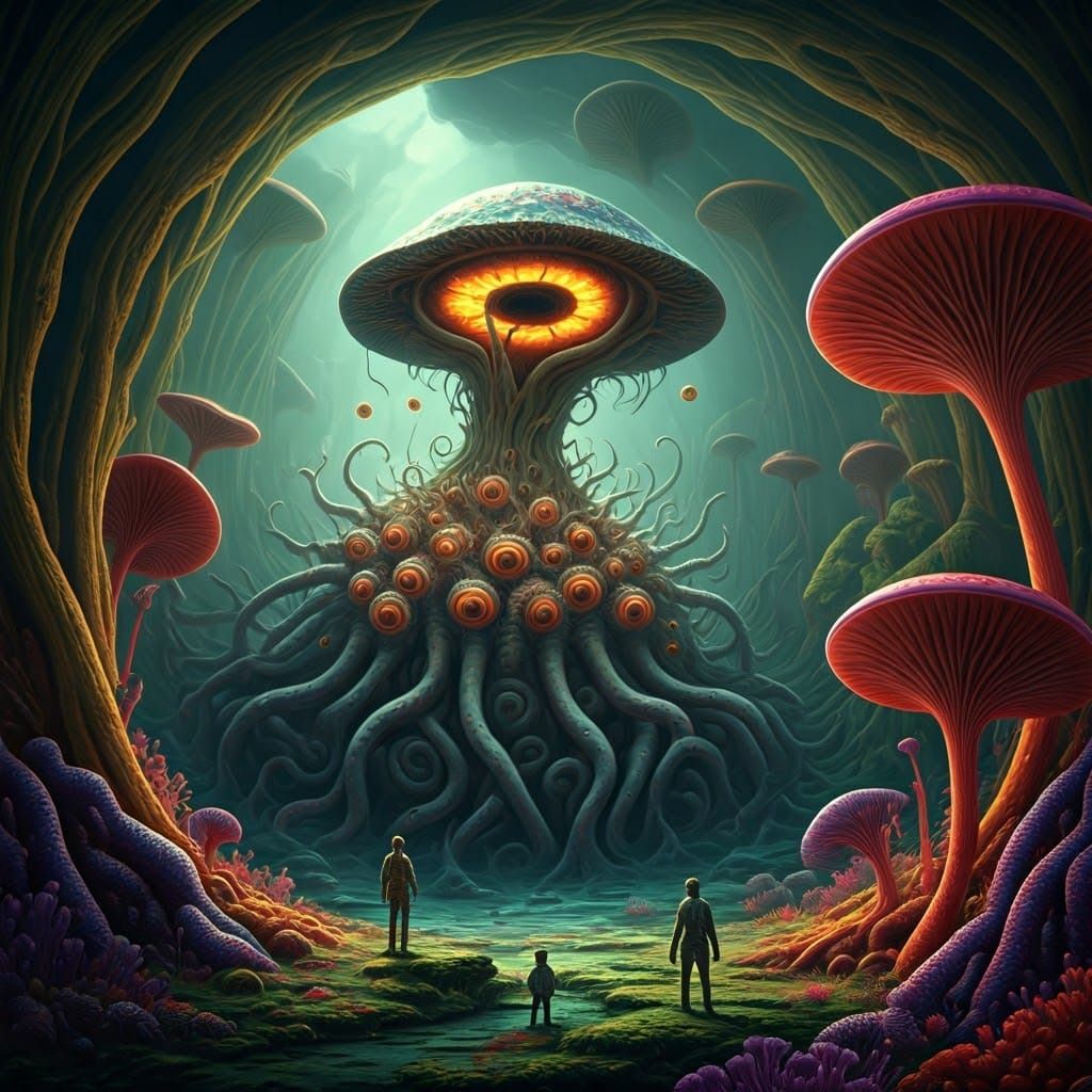 Alien Fungi Planet with Carnivorous Tentacles