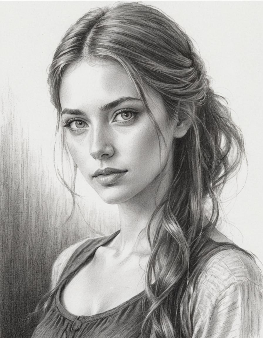Realistic Pencil Portrait of a Woman in Soft Focus
