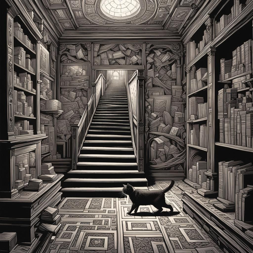 Cat Slides Through Infinite Doors: Comic Book Art