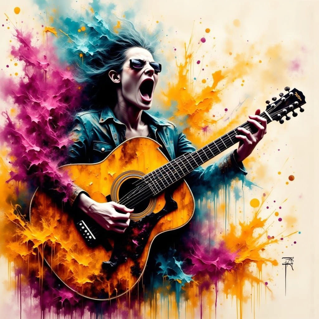 Grunge Music in Vibrant Sound Waves