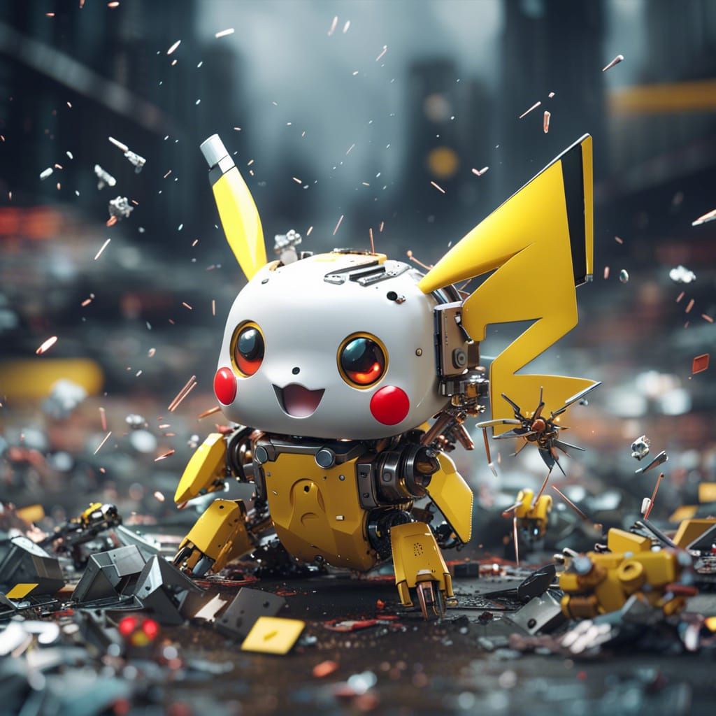 Adorable Robot Pikachu in Electric Trash Storm