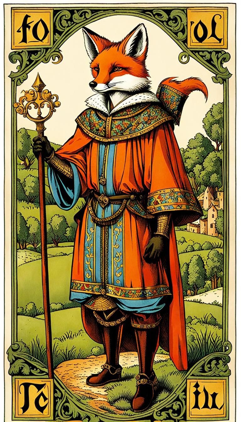 Fox as The Fool Tarot Card