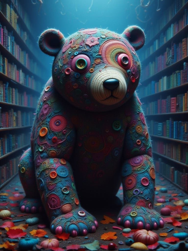 Colossal Yarn Bear in Indigo Light