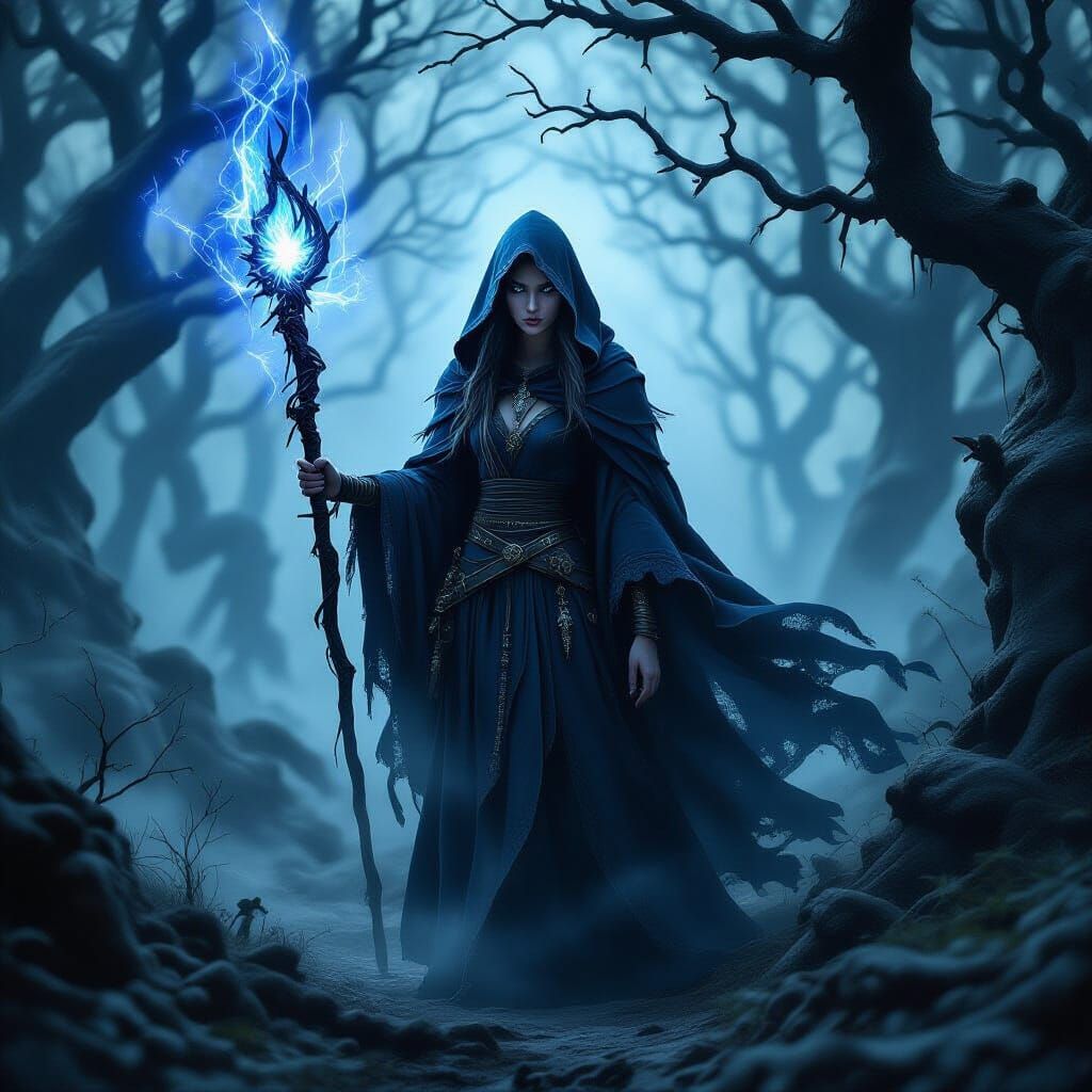 Mystical Sorceress at Dark Forest Edge