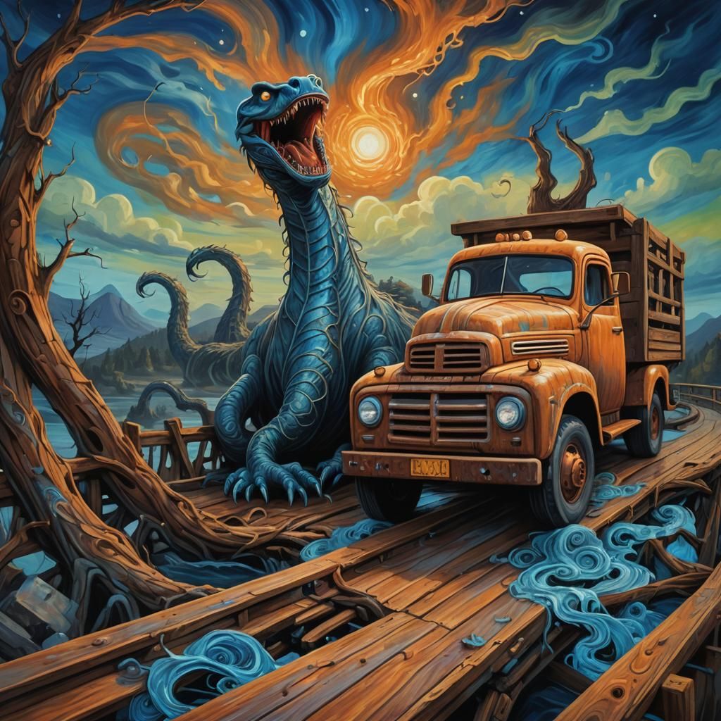 Surreal Loch Ness Monster's Expressionist Scream