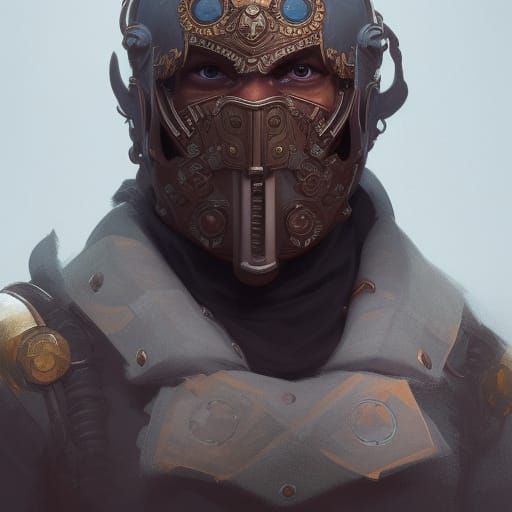 Masked Fantasy Character Portrait in Hyperdetailed Style
