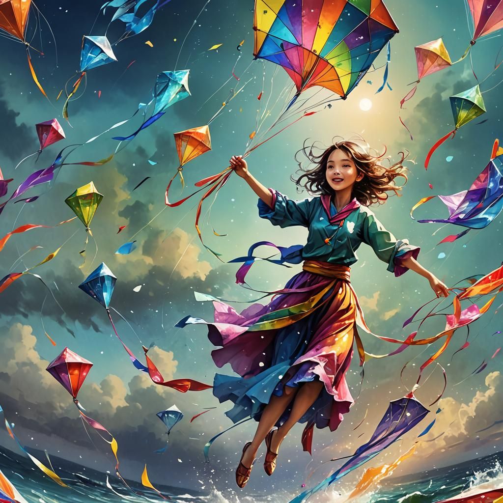 Magical Kite Dancing in Cosmic Wind