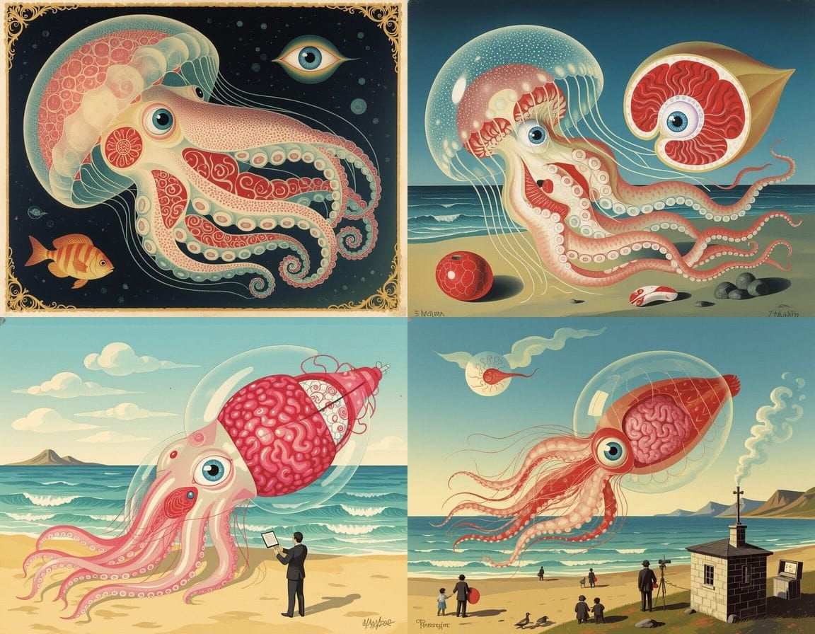 Surreal Creature: Jellyfish Whale Homunculus with Organs