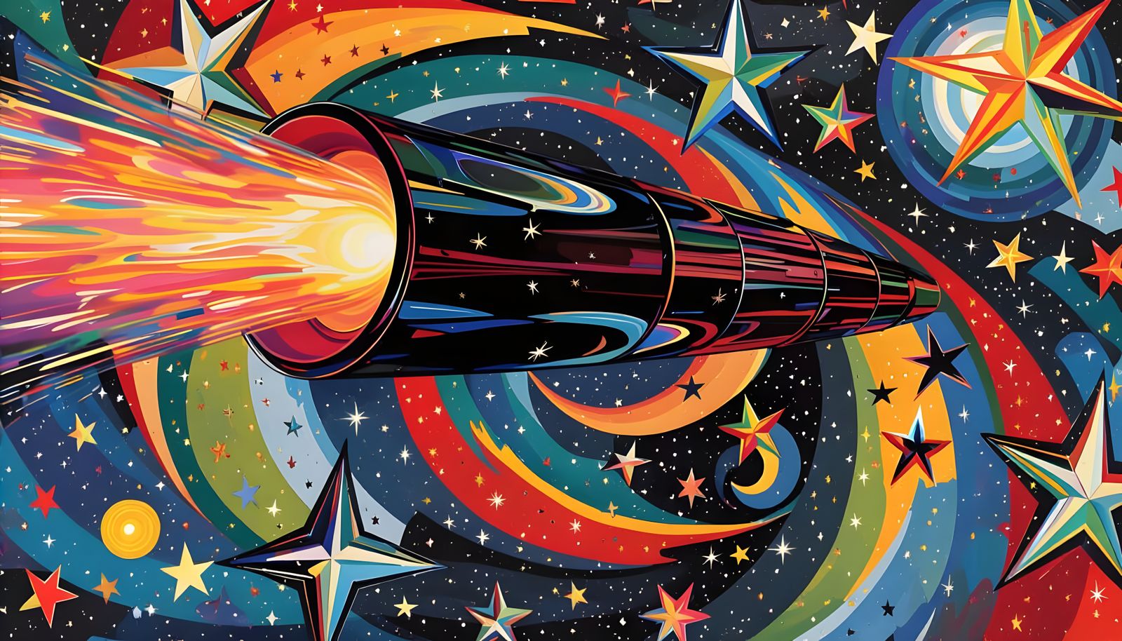 Iridescent Plasma Cylinder in Surreal Cosmic Impasto Style