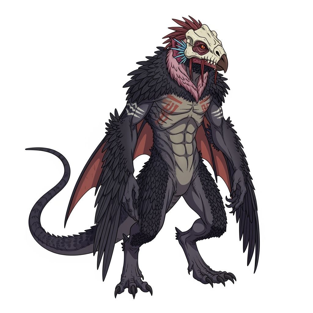 Powerful Avian Reptilian Warrior in Dynamic Manga Style