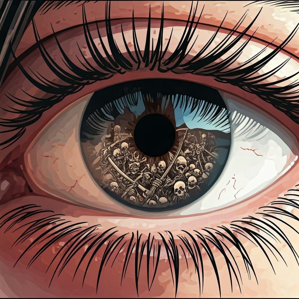 Eldritch Horrors Reflected in a Girl's Eye