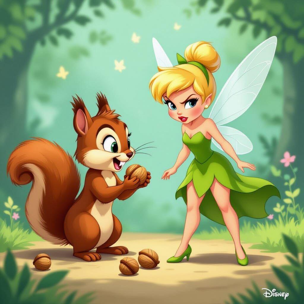 Squirrel Steals Walnuts from Angry Tinkerbell: Dark Disney