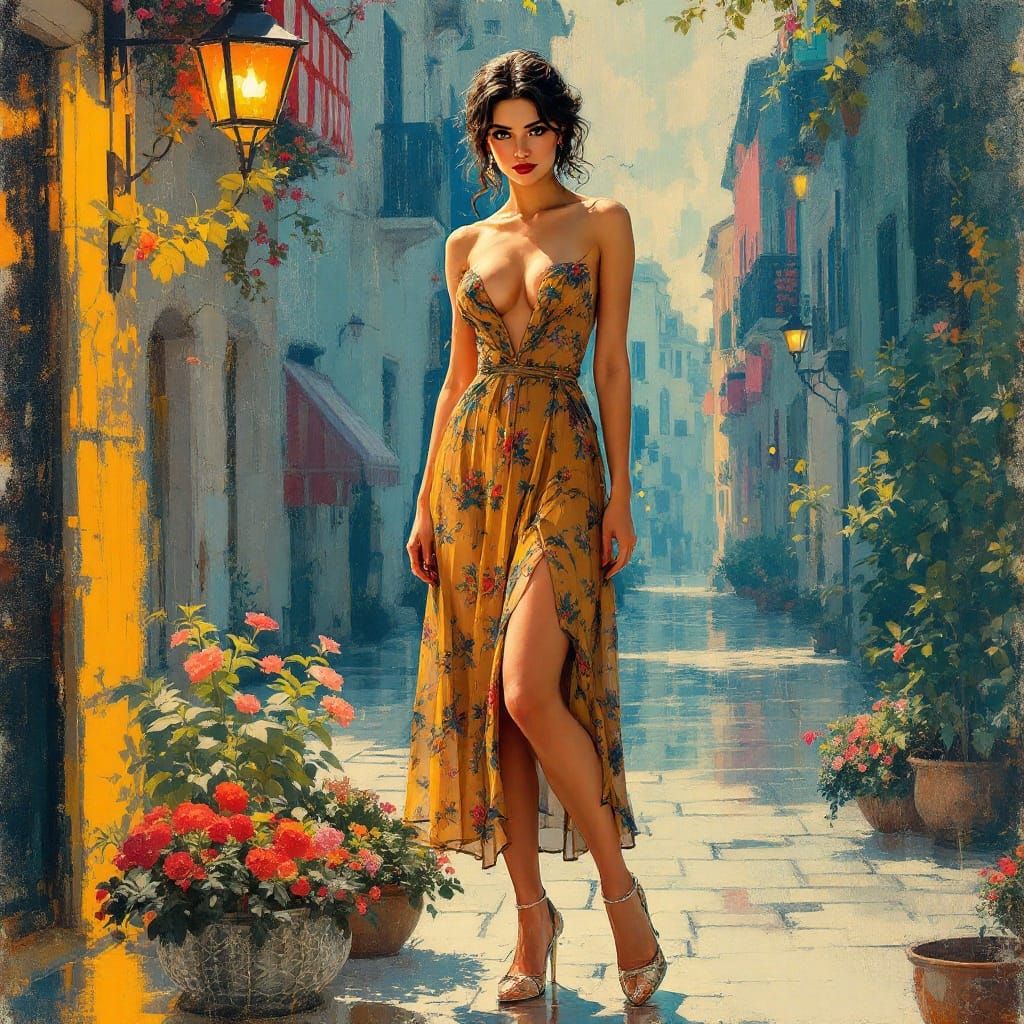 Summer Goddess in Encaustic Wax, a Fusion of Impressionist a...