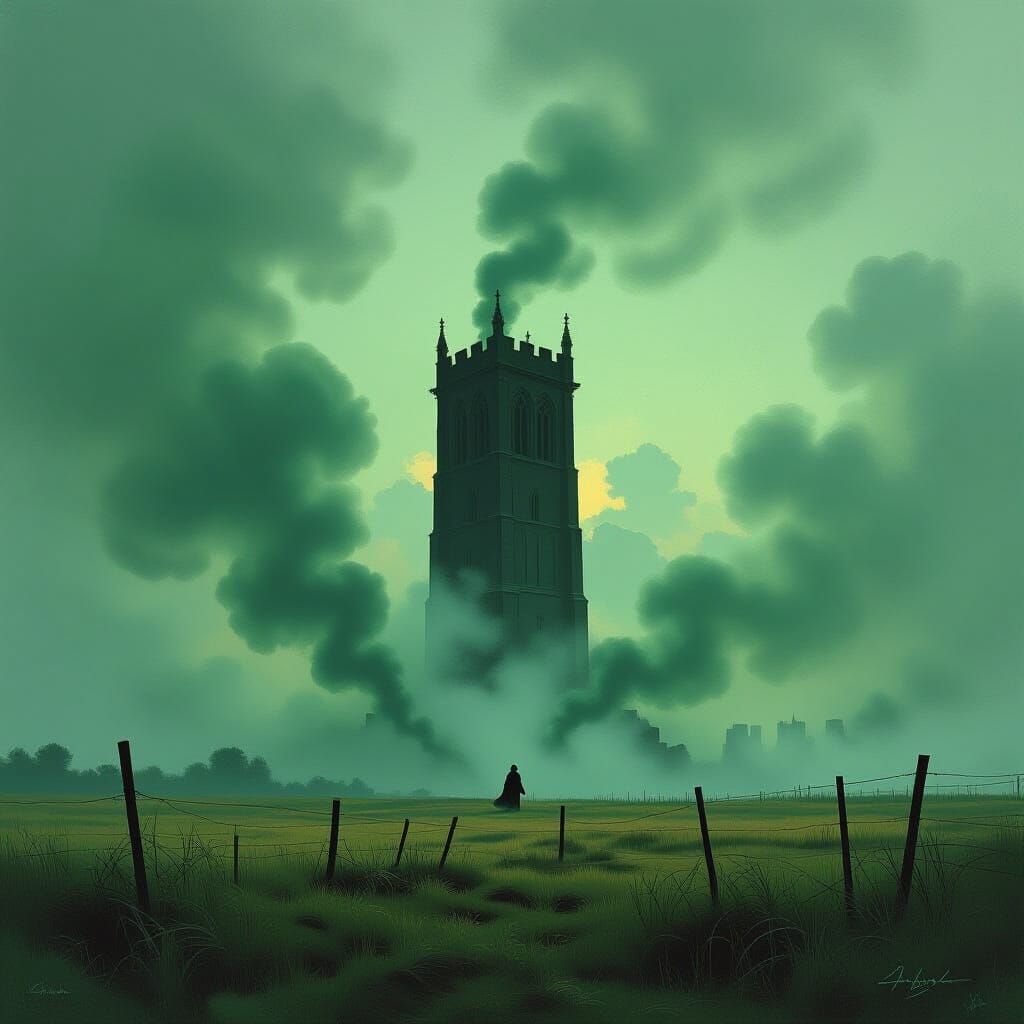 Ebony Tower in Poison Haze Oil Painting