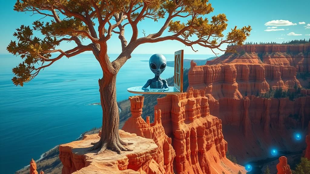 Maple Tree Portal to Alien World, a Surrealist Dreamscape