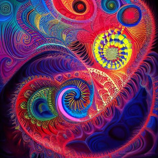 Vibrant Abstract Art in Zentangle Style