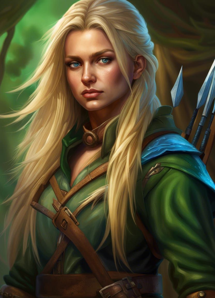 Hyperrealistic Female Ranger Portrait in Fantasy Style
