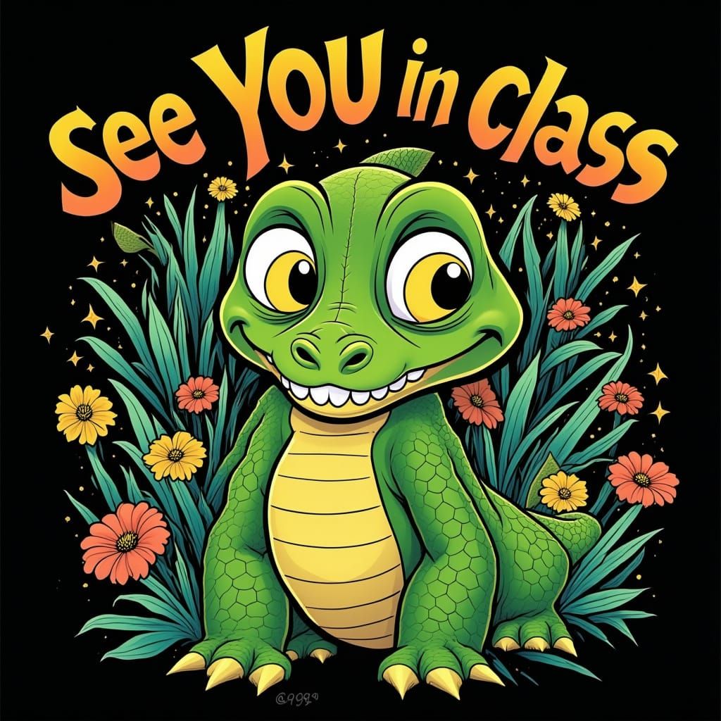 Retro Alligator Graphic Tee in 1970s Style