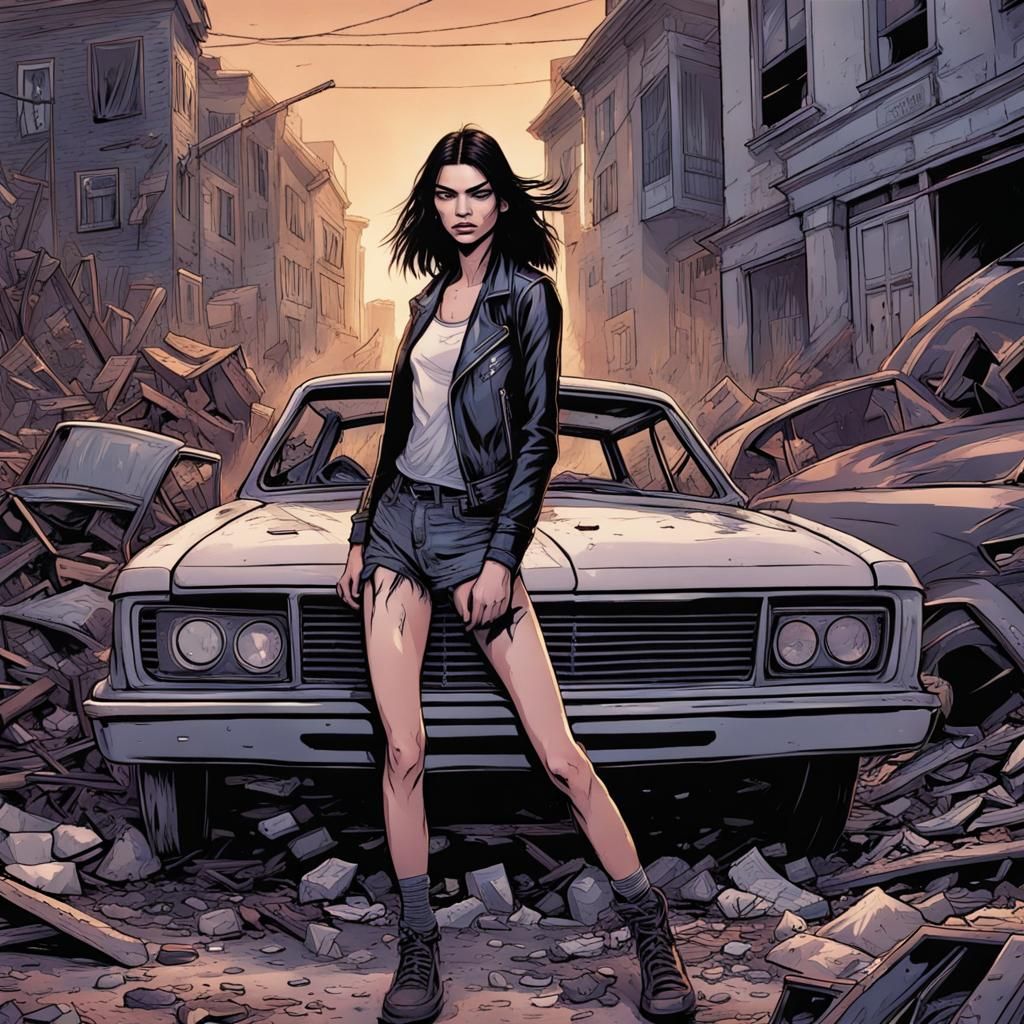 Emo Girl Destroys Car: Comic Book Art