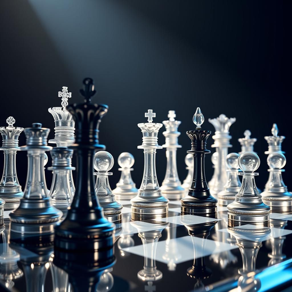 Majestic Glass Chess Set in 3D