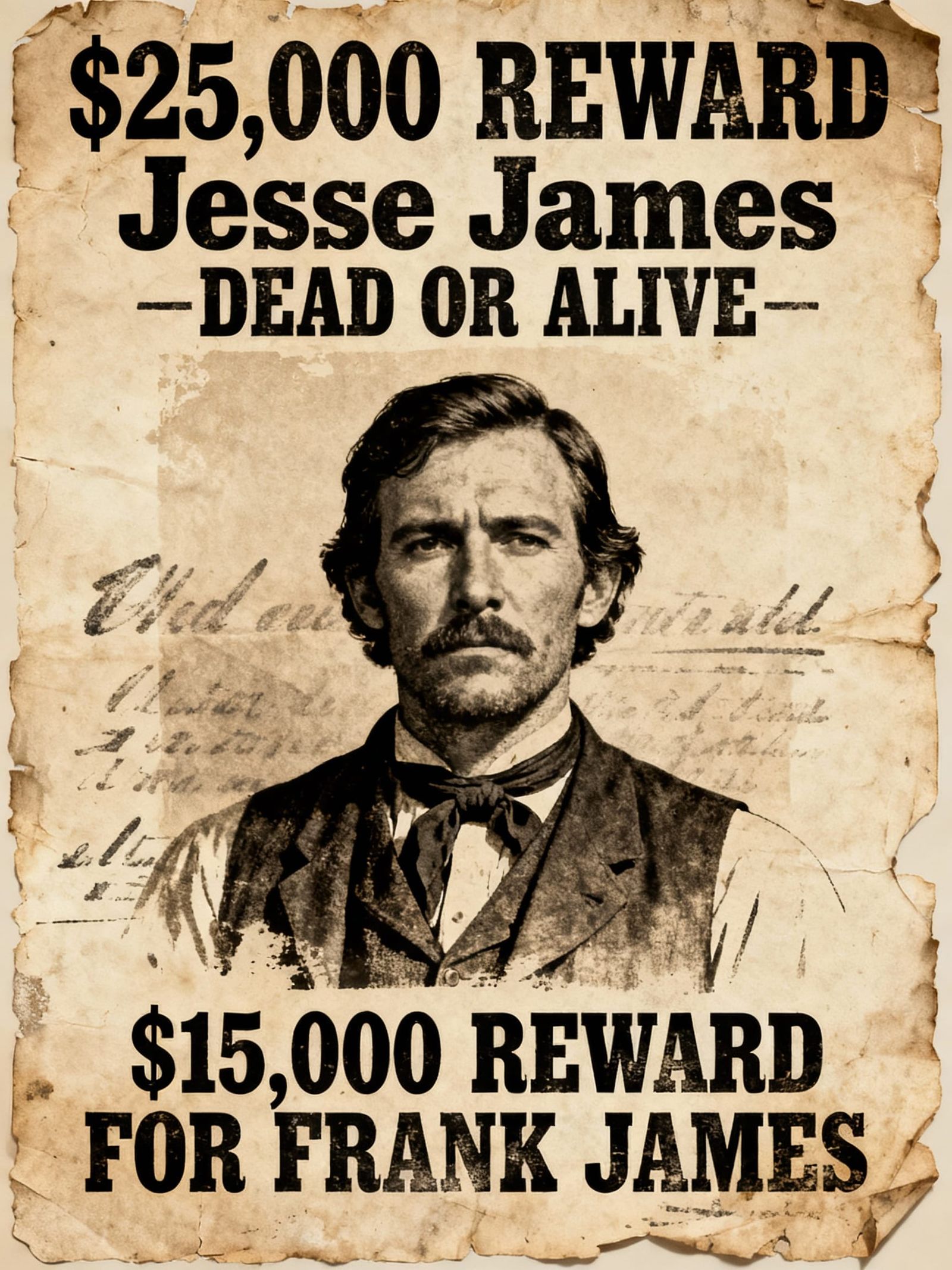 Old West Wanted Poster for Jesse James