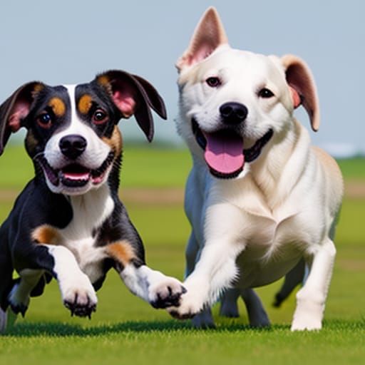 Happy Doggie Friends Playing