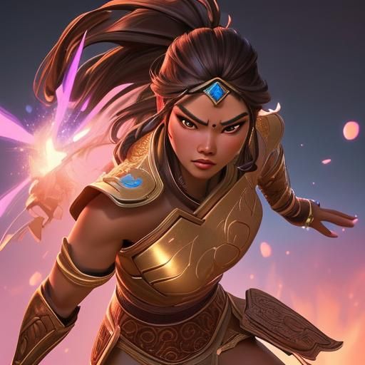 Detailed Portrait of an Asian Warrior Woman