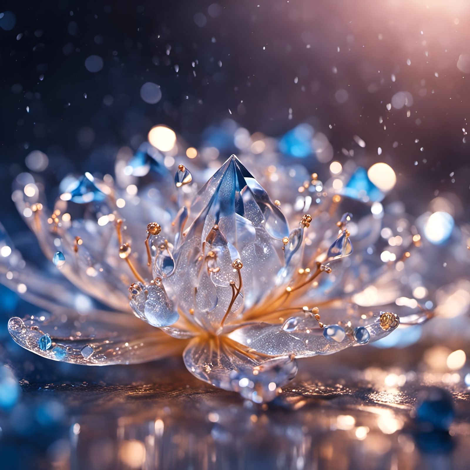 Sparkling Crystal Flowers Macro Photography