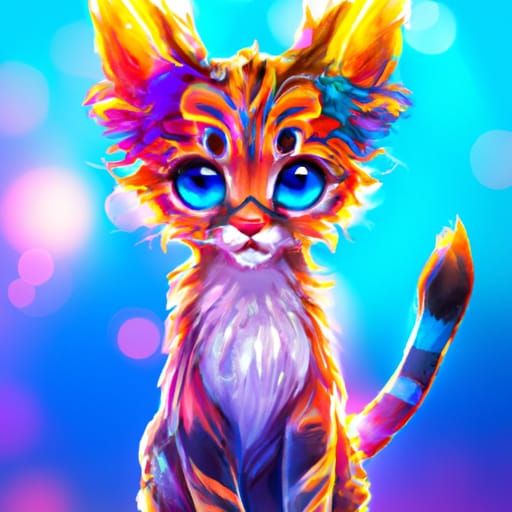 Adorable Chibi Kitten Portrait in Digital Art Style