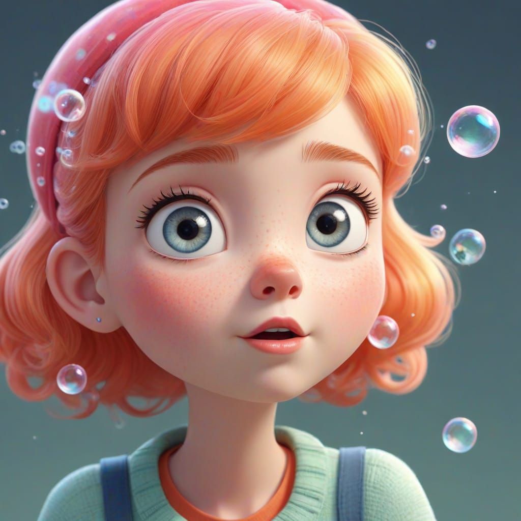 Person in Bubble Trouble in Watercolor Style