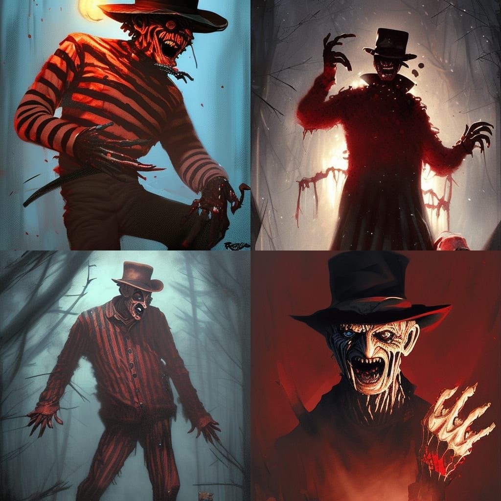 Sinister Freddy Krueger Portrait in Fantasy Art Style