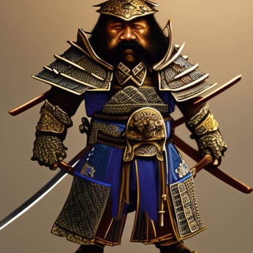 Fantasy Dwarf Samurai in Detailed Matte Painting