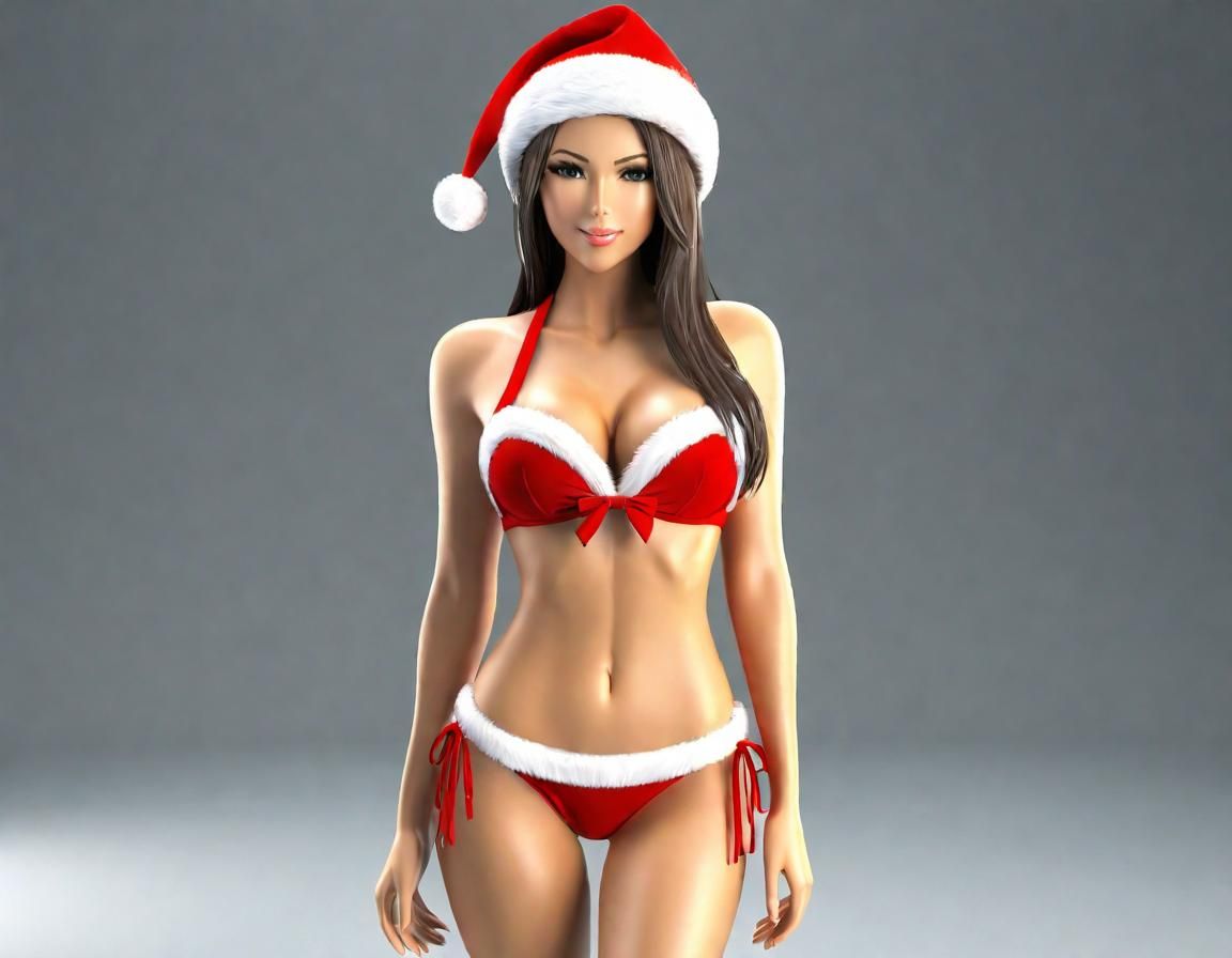 christmas bikini girl full body