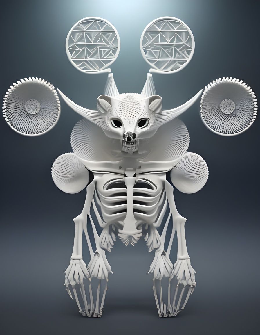 Bone Creature with Sacred Geometry in Abstract Art