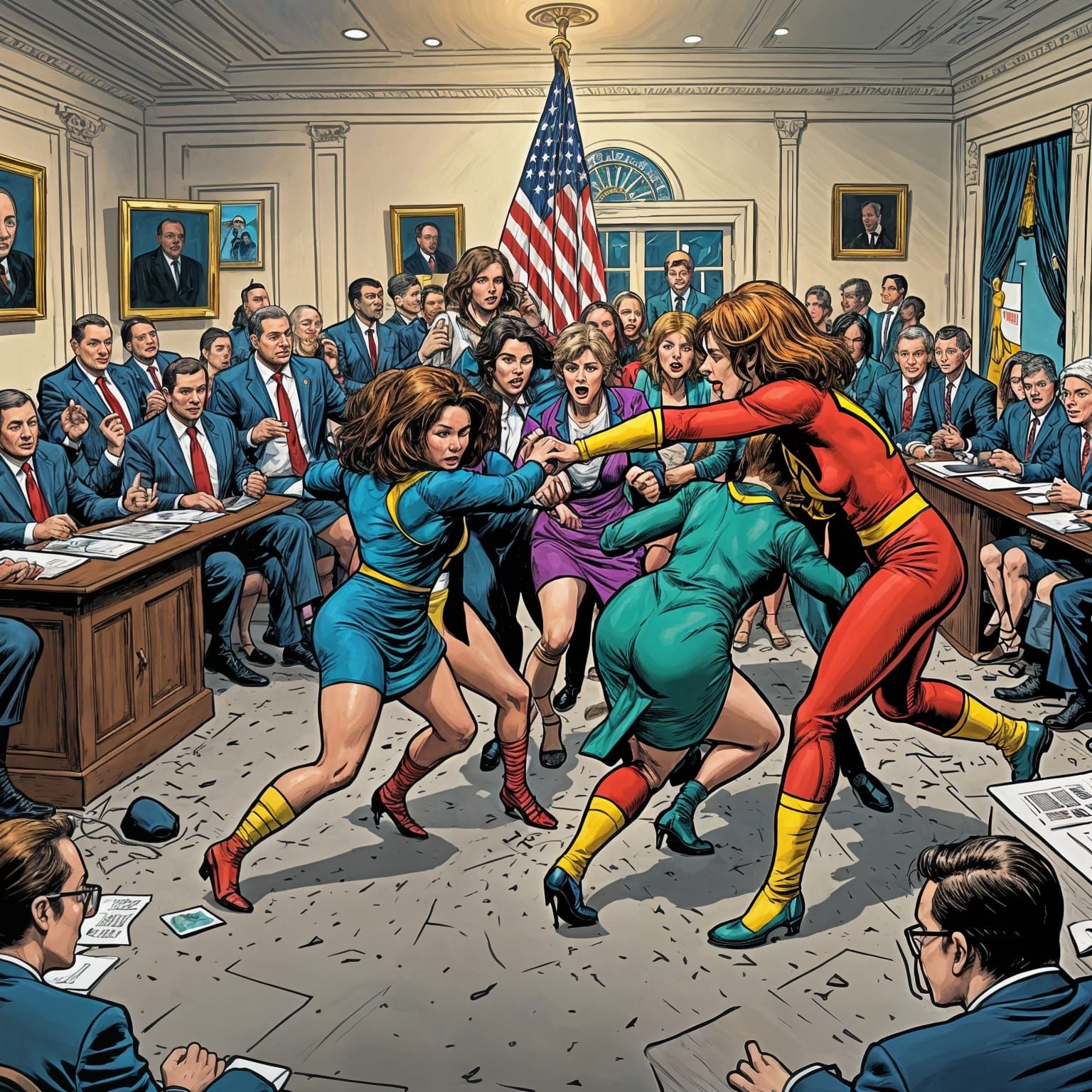 Women in Epic Comic Book Art Battle in the White House Brief...