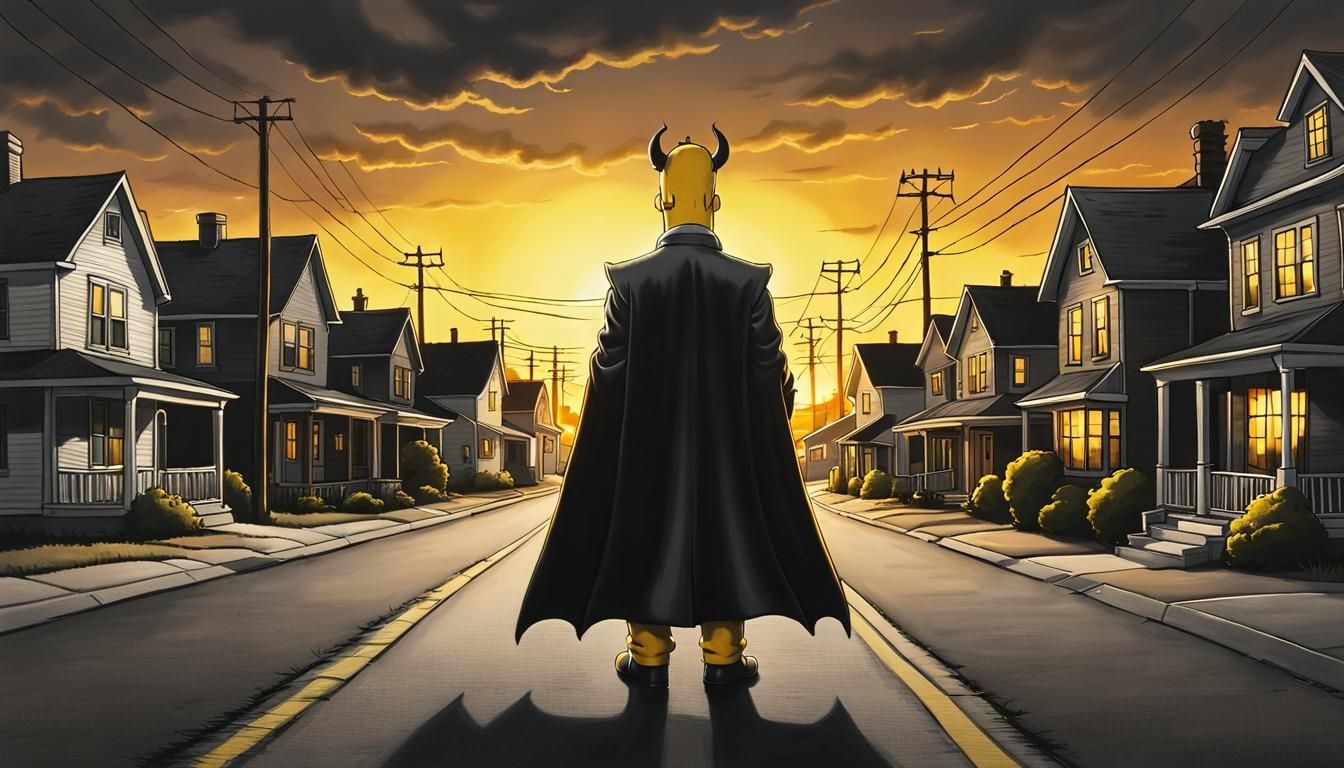 Homer Simpson Devil Costume, Charcoal Sketch