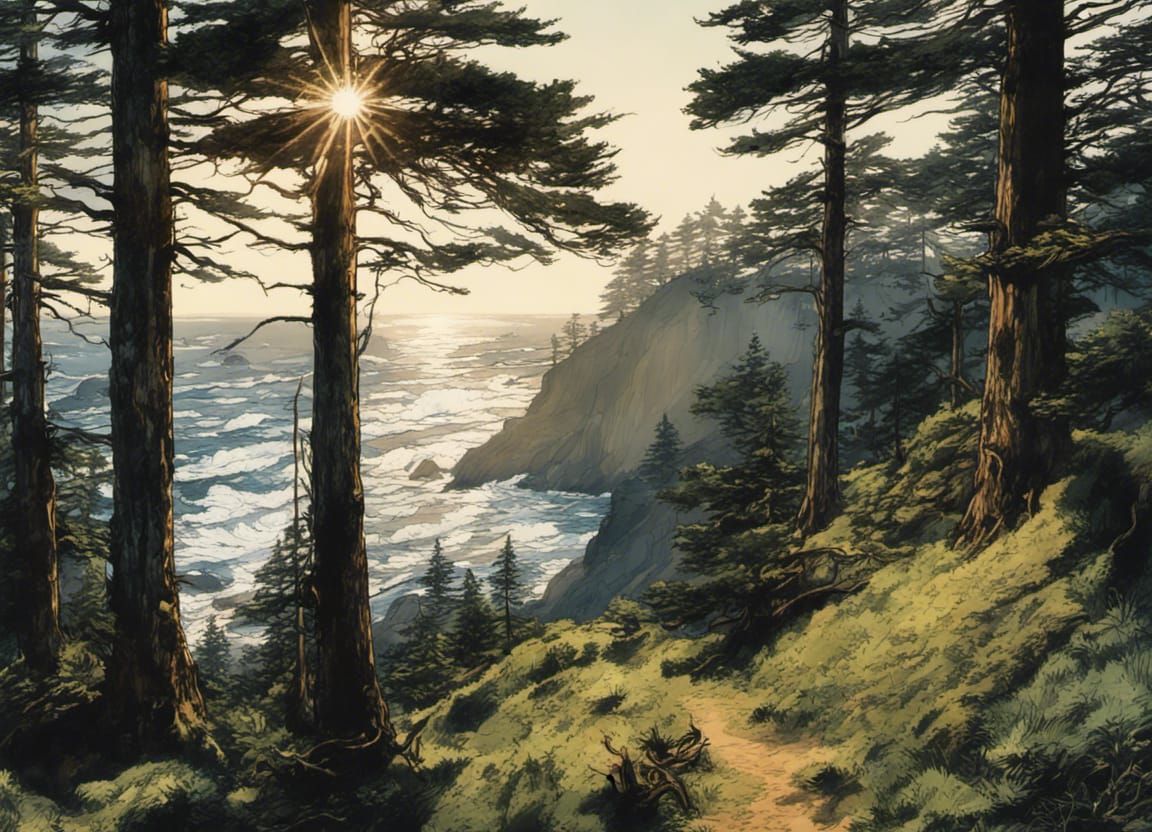 Pacific coast, pine trees