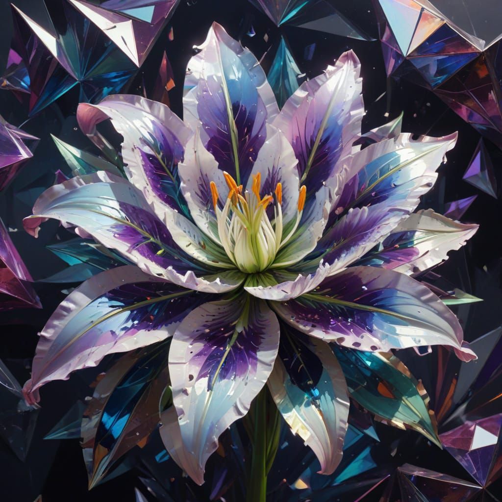 Geometric Lily in Glass and Fog