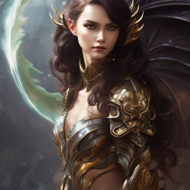 Dragon Fairy Portrait in Hyperdetailed Digital Art